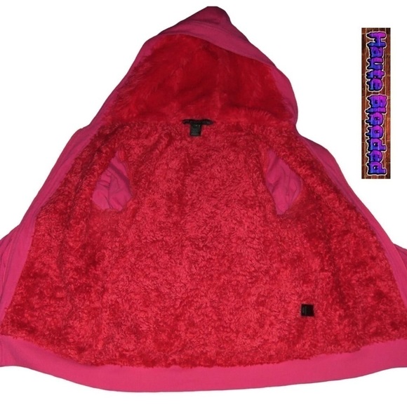 Marc By Marc Jacobs Bright Pink Hoodie W/ Red Faux Fur Lining Warm Sweatshirt S - Picture 9 of 13